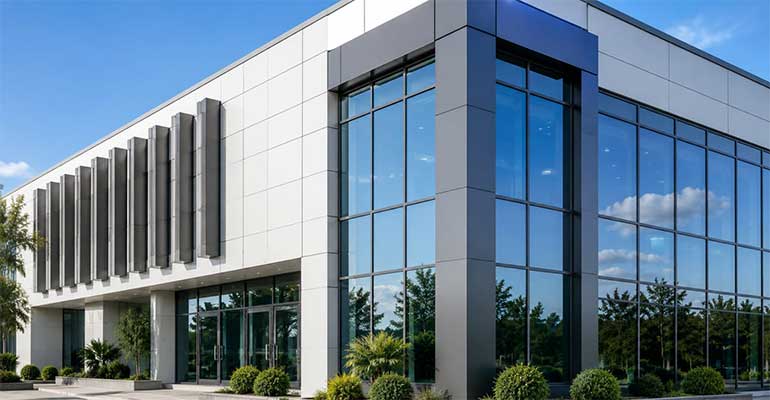 Architectural glass facade for residential & commercial building by Pride Windoor Systems